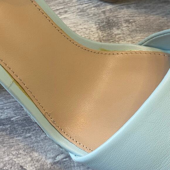 Madden Girl Omega Blue Faux Leather Platform Sandal Ankle Strap Heels NWOT - Picture 6 of 11